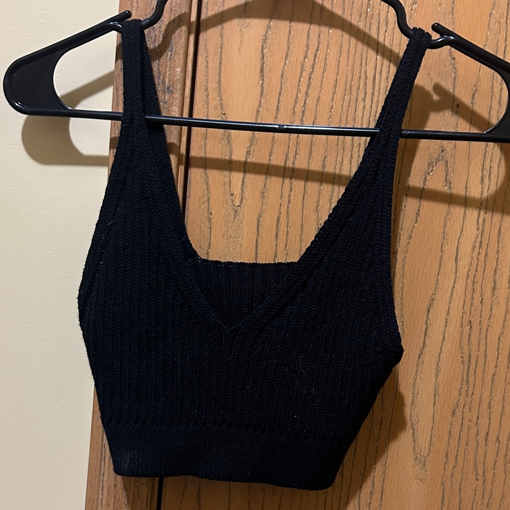 Black Knit Crop Top